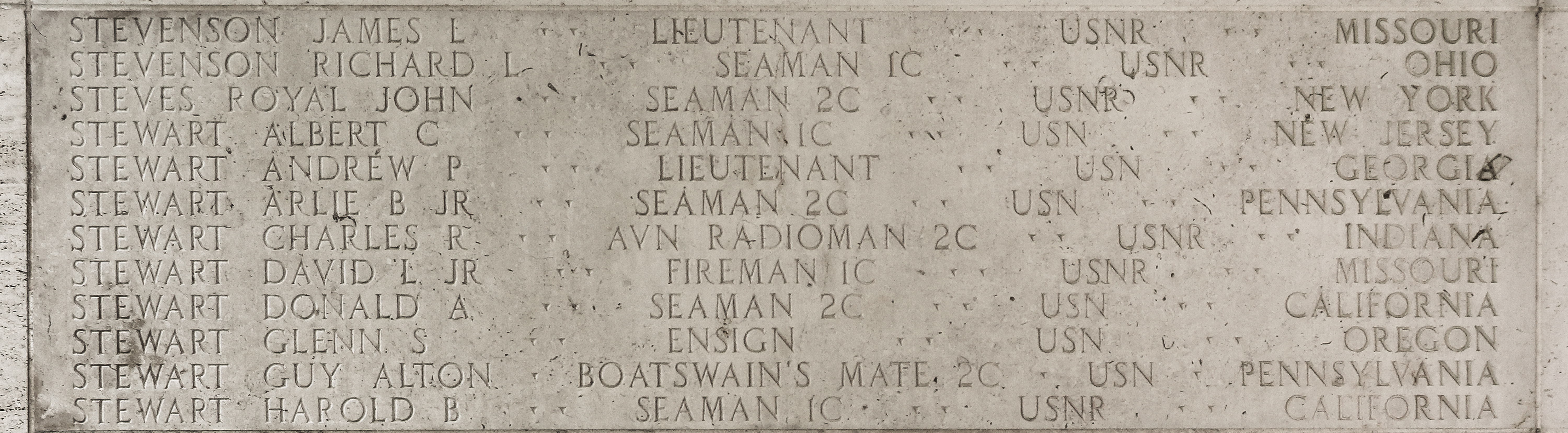 David L. Stewart, Fireman First Class